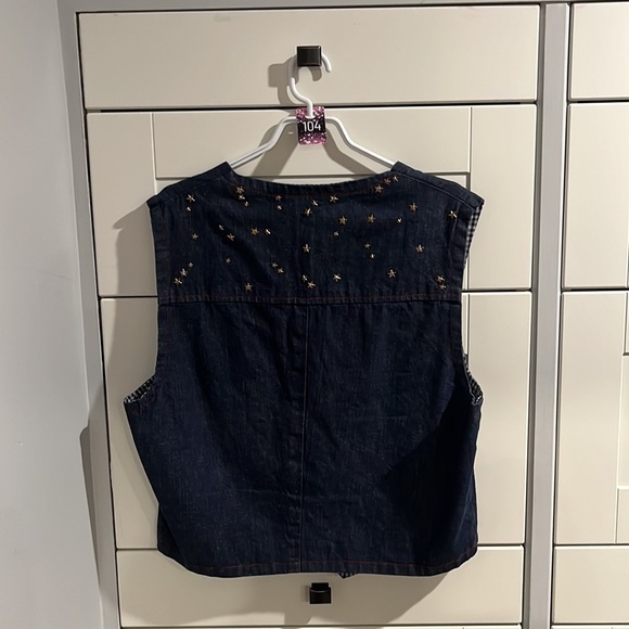 JEAN vest Star Studs. Unbranded. Plaid lined. Decor buttons. XLarge. - Picture 4 of 5